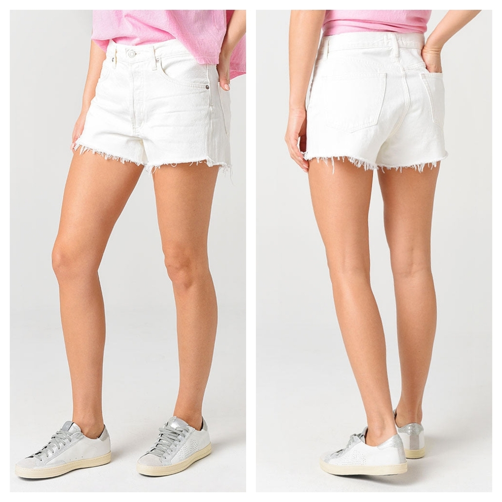 AGOLDE Parker Vintage Cut-off Jean Shorts Button Fly White 30